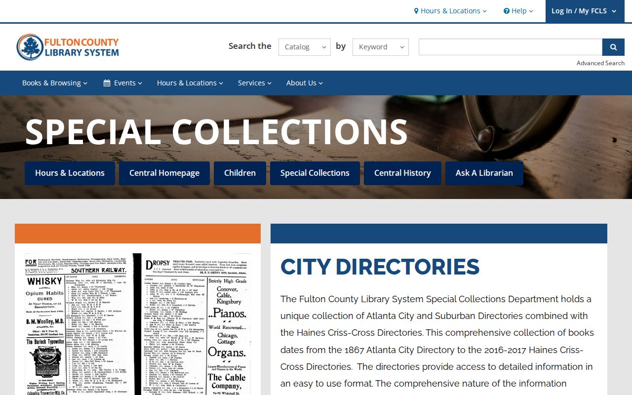 FulcoLibrary historical city directory collection and year ranges