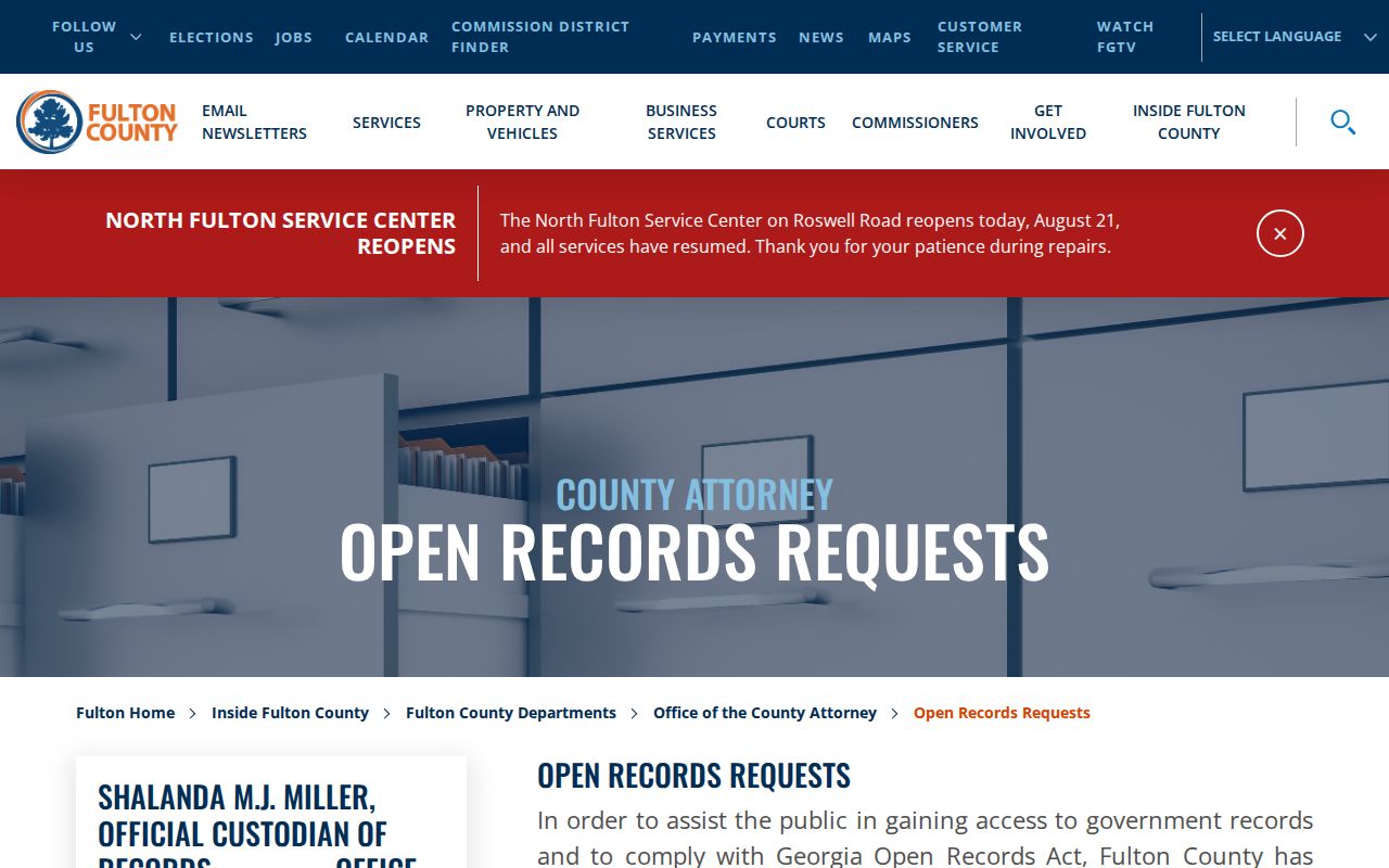 Fulton County residents directory open records request portal