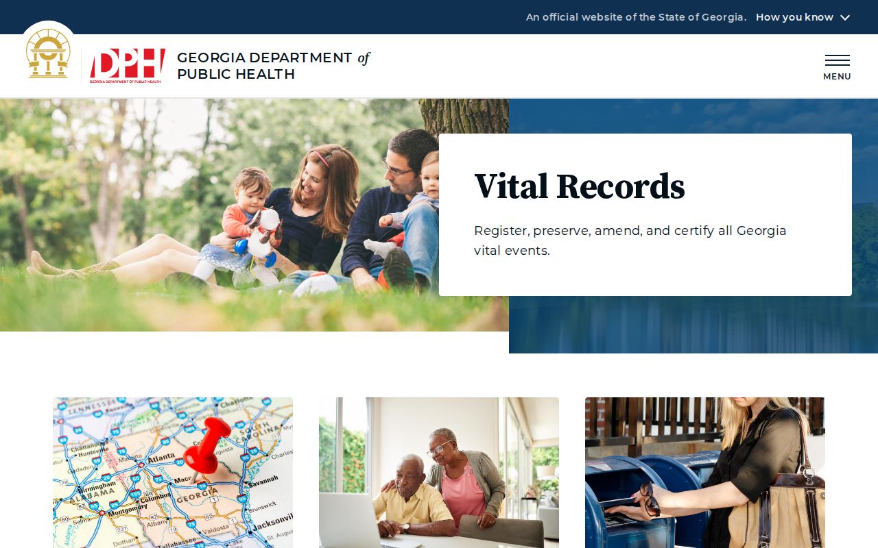 Georgia Vital Records access page relevant to Fulton resident events