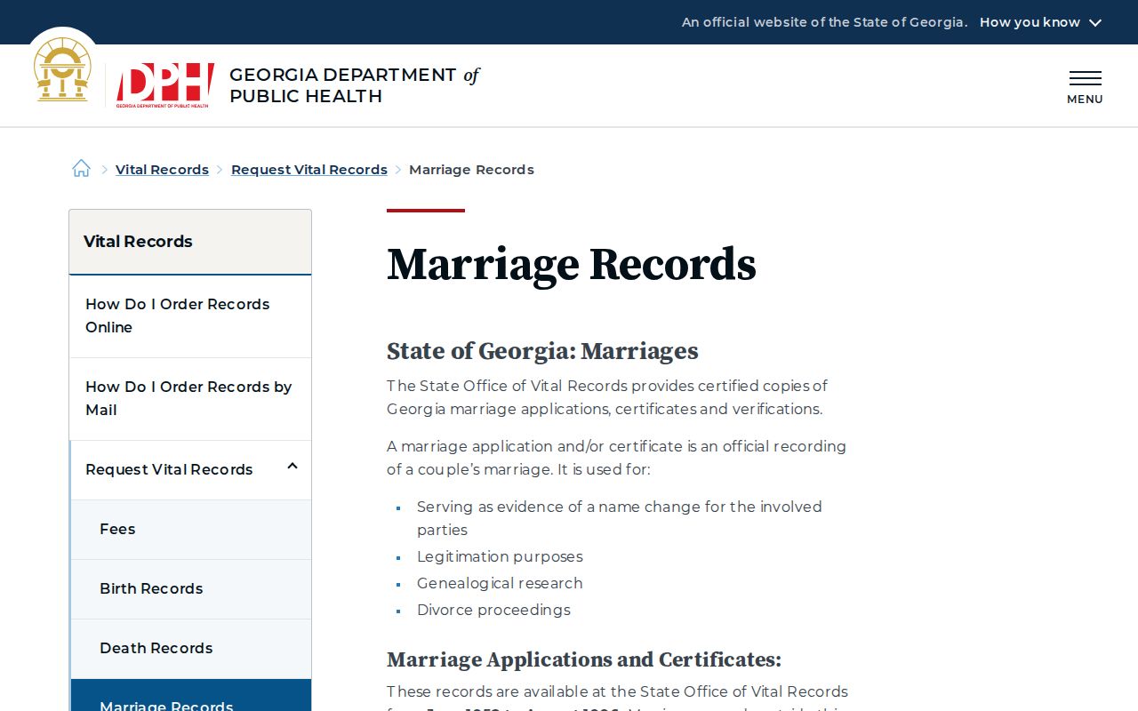 Georgia marriage record request information for tracing former Fulton residents