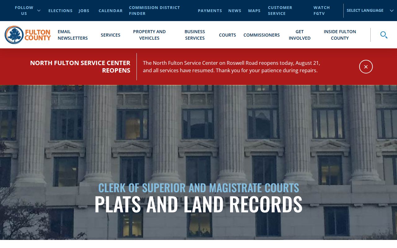 Fulton County plats and land records access page for previous resident research